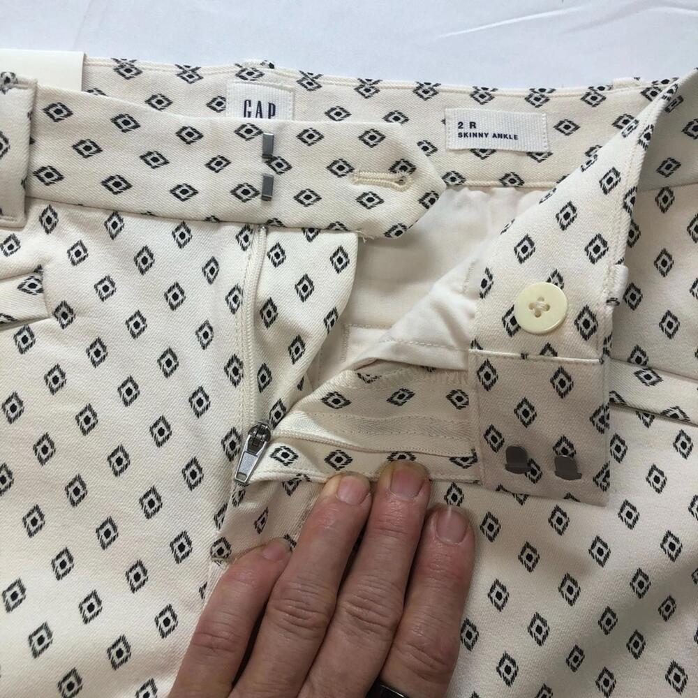 Gap Cream Patterned Women's Pants Mid Rise Skinny Ankle Geometric Pattern [COPY] - Picture 4 of 9